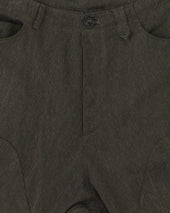 Cotton Linen Aged Double Knee Trousers Off Black