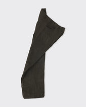 Cotton Linen Aged Double Knee Trousers Off Black