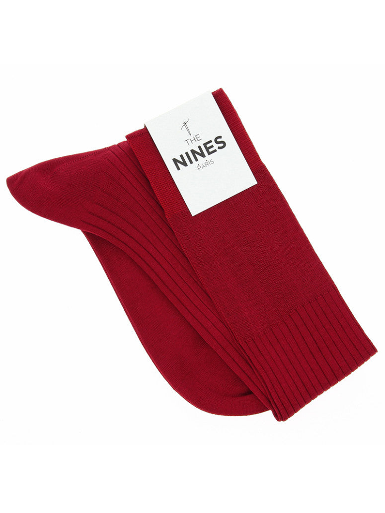 Amaranth Red Cotton Lisle Knee Socks
