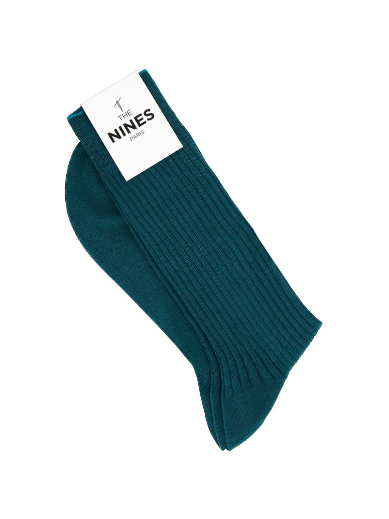 Petrol Blue Cotton Lisle Socks