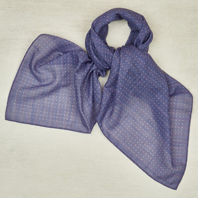 Cotton Spotted Neckerchief in Blue and White