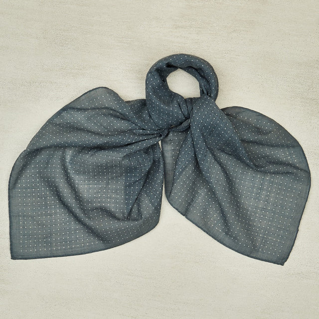 Cotton Spotted Neckerchief in Grey and White