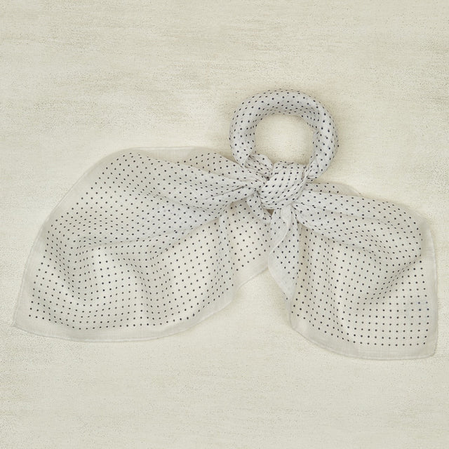 Cotton Spotted Neckerchief in White and Navy