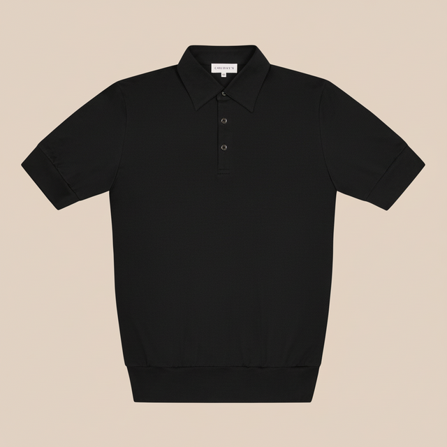 Extra-long Staple Cotton Coach Polo in Black