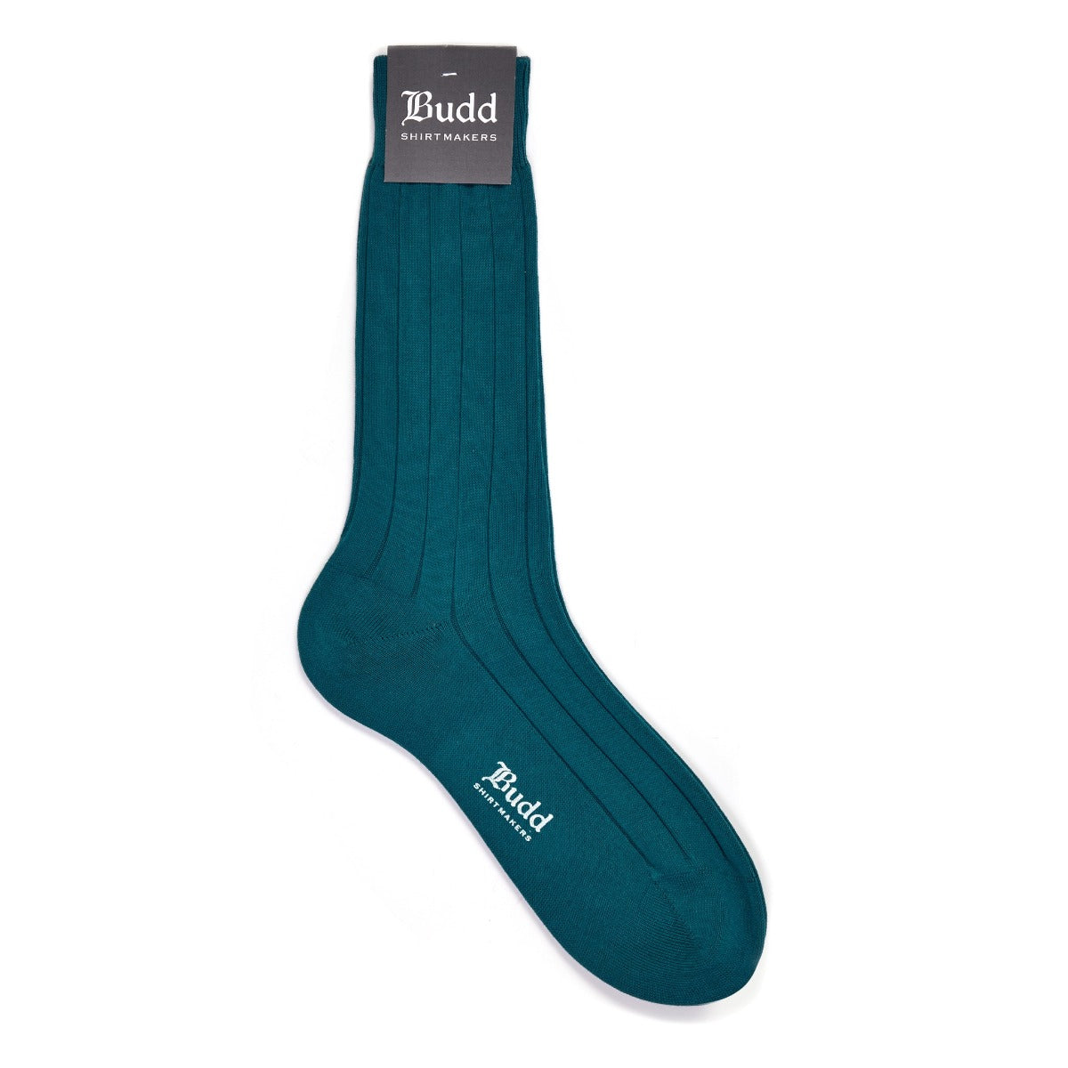 Cotton Wide Rib Short Socks In Prussian