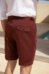 Bordeaux Cotton Shorts Made In Italy