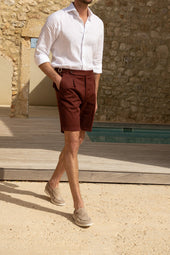 Bordeaux Cotton Shorts Made In Italy