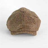 Country Brown Herringbone Wool Gatsby Cap