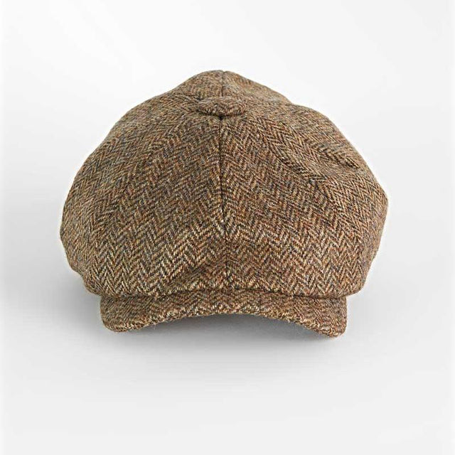 Country Brown Herringbone Wool Gatsby Cap