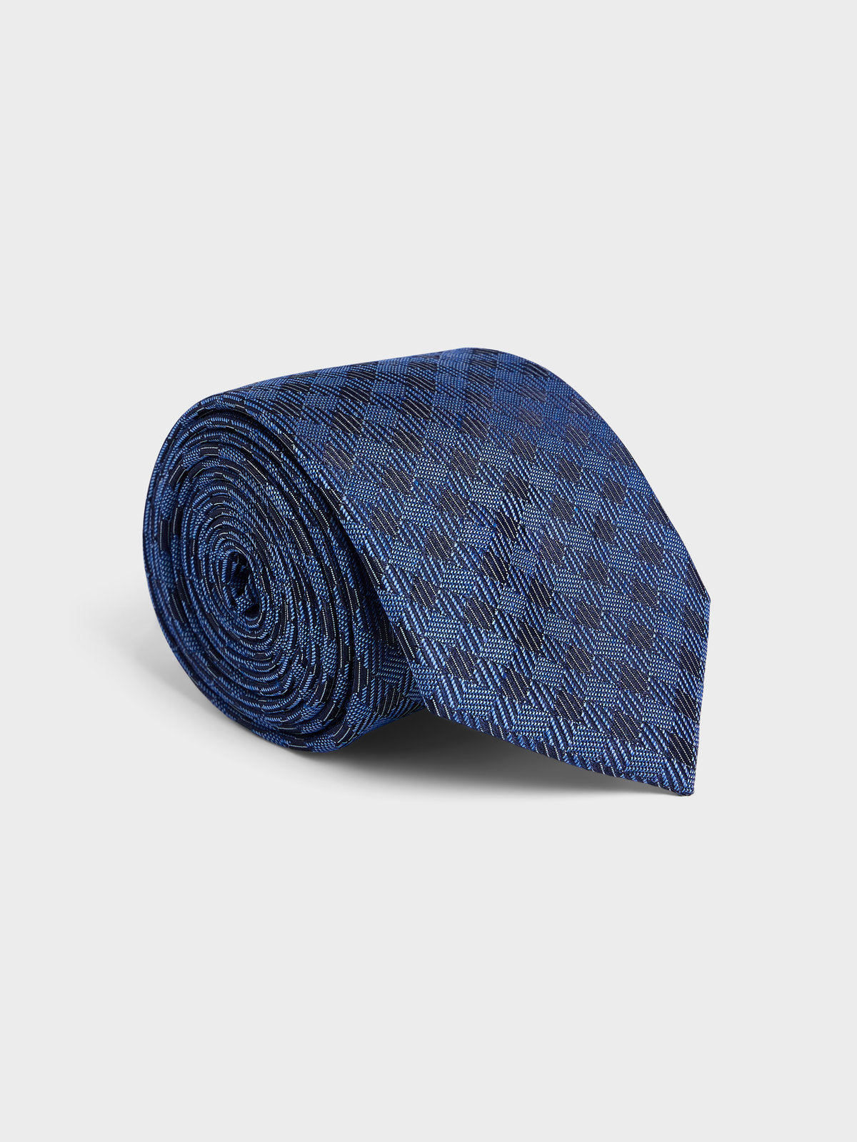 Cravate Large Bleu Azur Carreaux