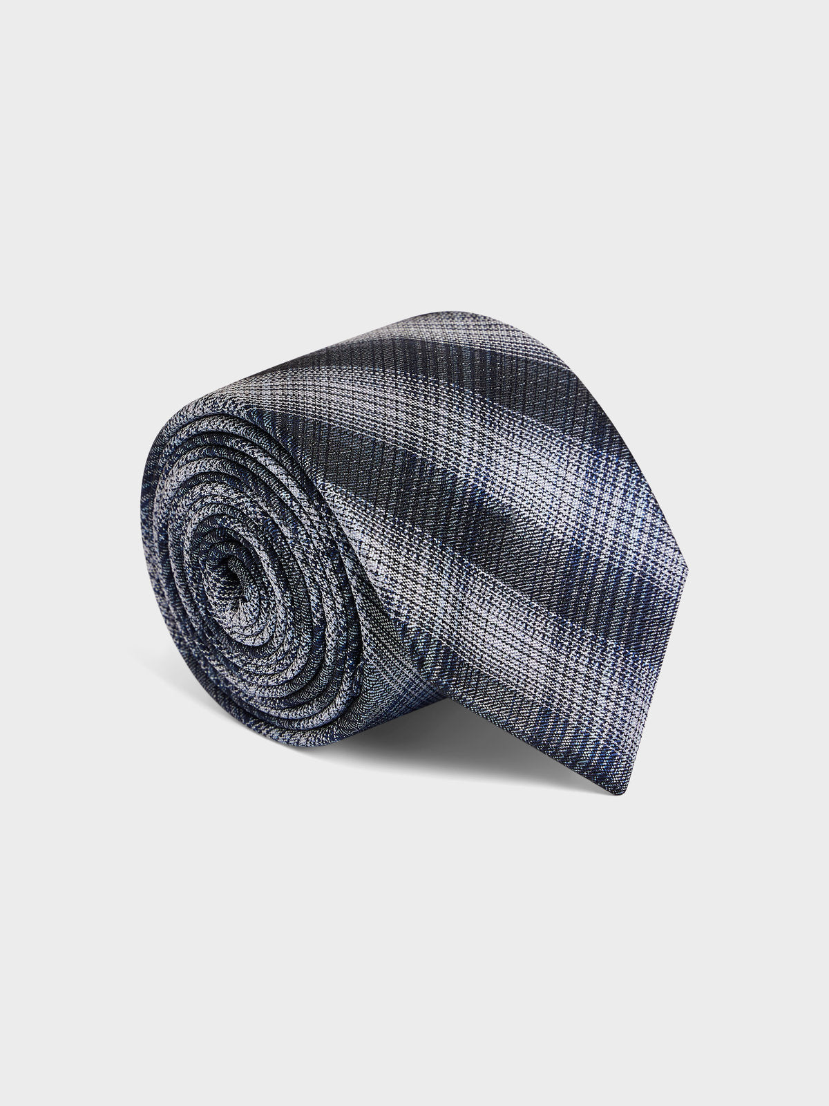 Cravate Large En Soie Bleu Chambray Carreaux
