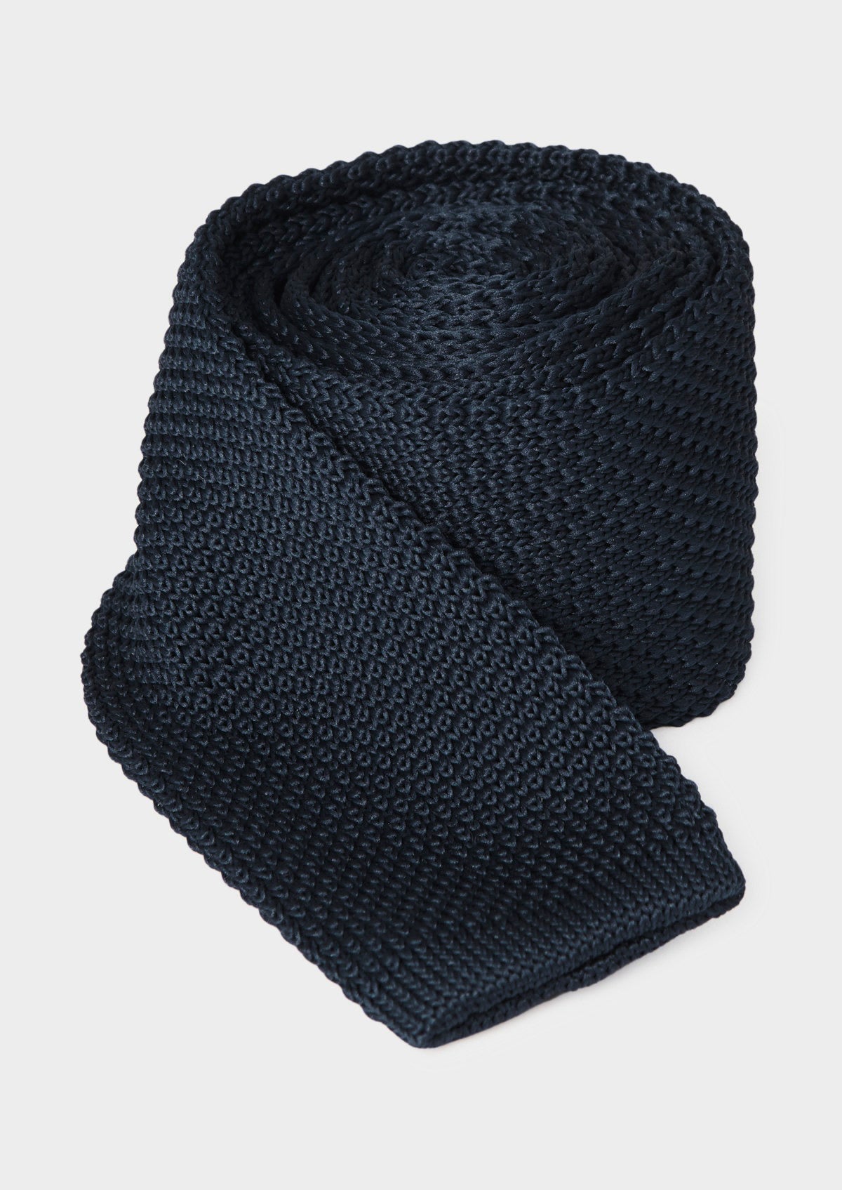 Cravate Fine En Tricot Uni Bleu Nuit