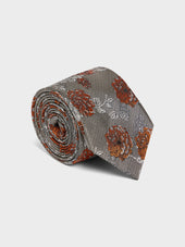 Cravate Large En Soie M Lang E Marron Motif Fleuri