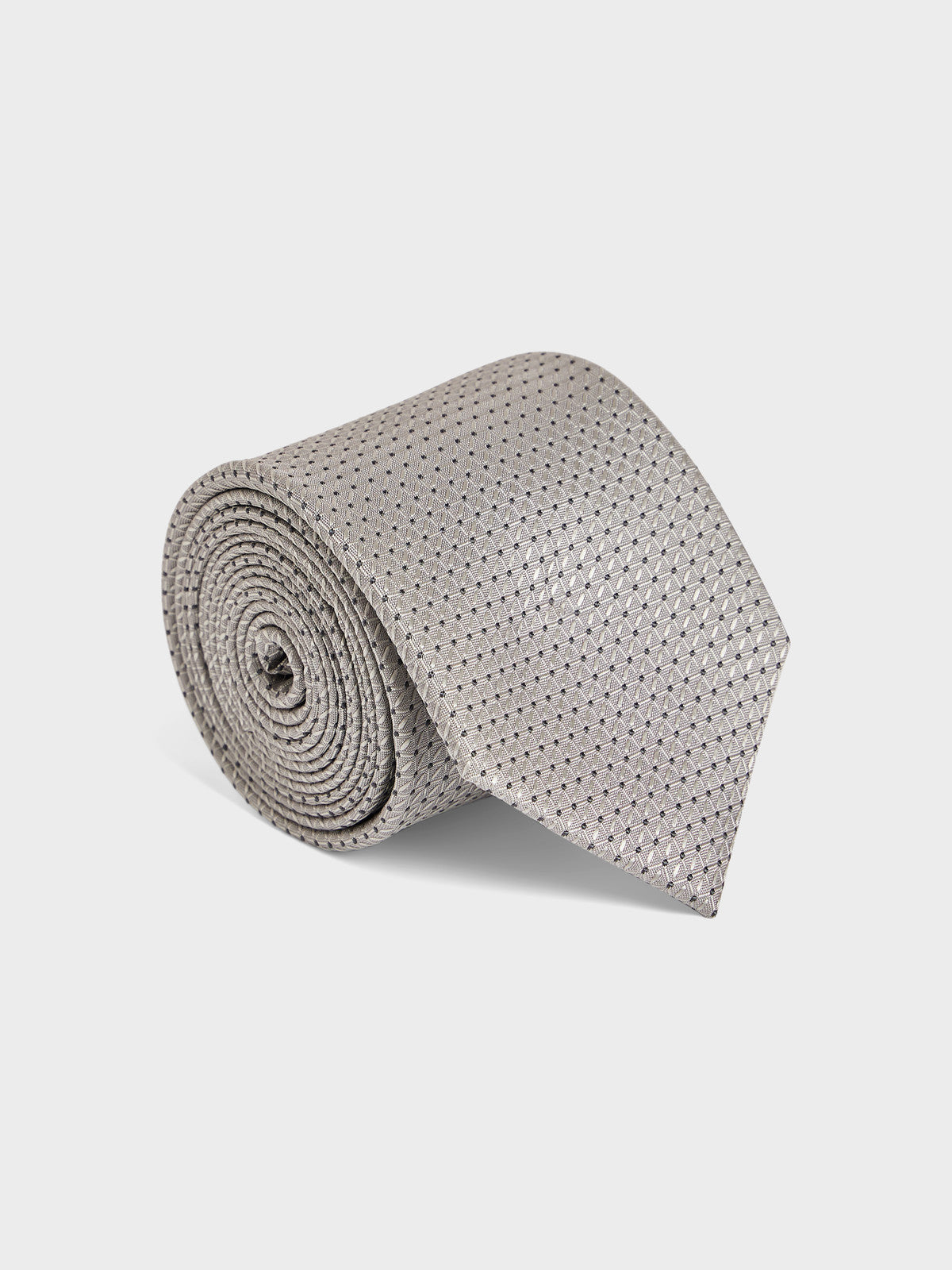 Cravate Large En Soie Grise Motif