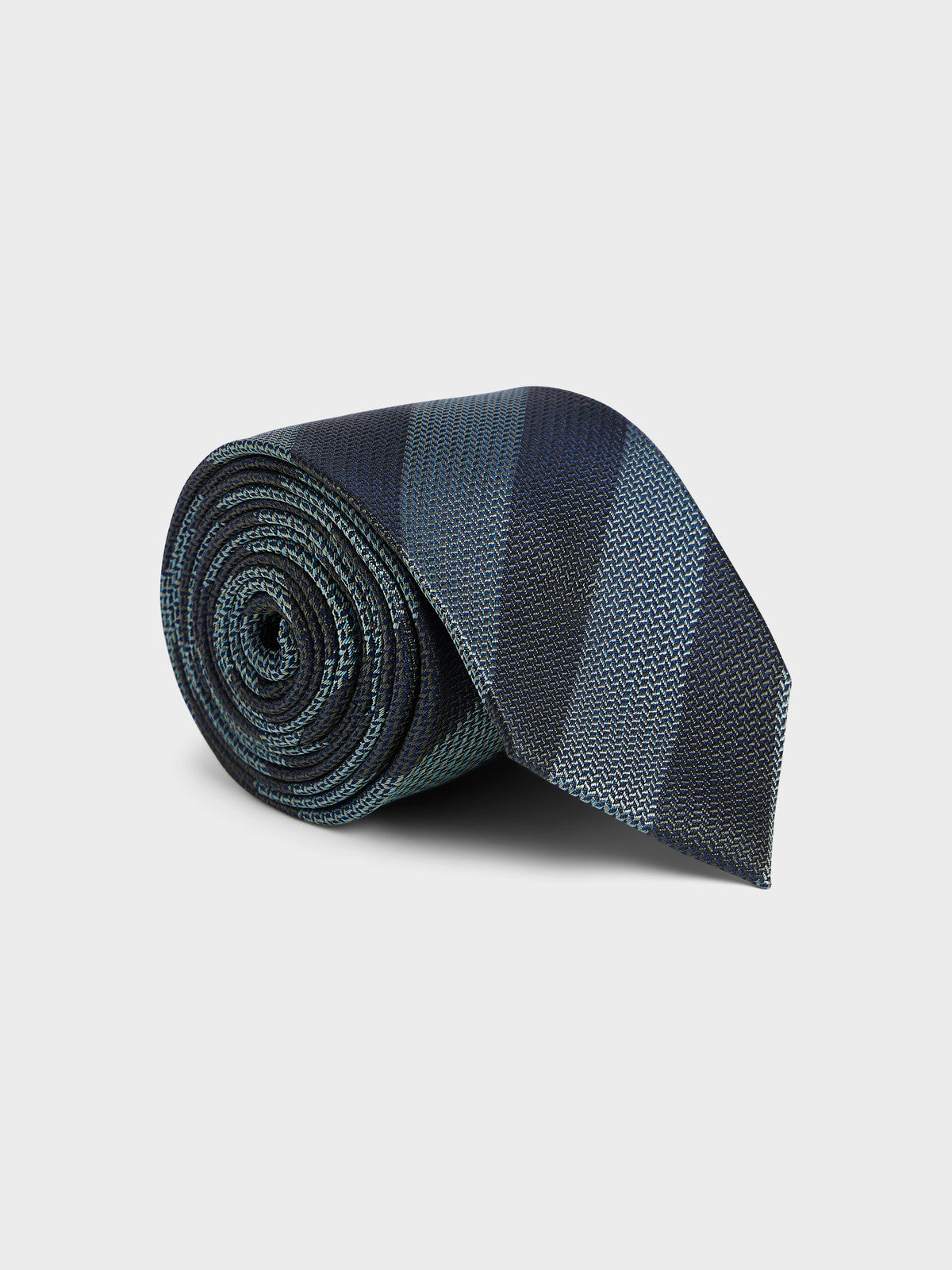 Cravate Large En Soie Bleue Rayures