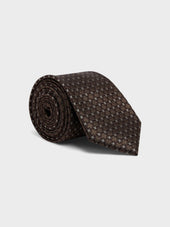 Cravate large en soie marron à motif