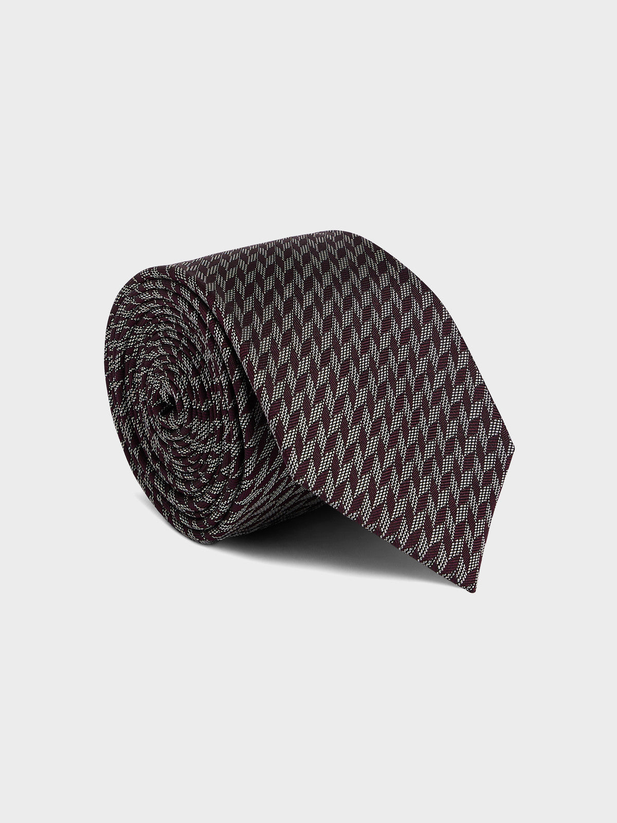 Cravate Large En Soie Bordeaux Motif