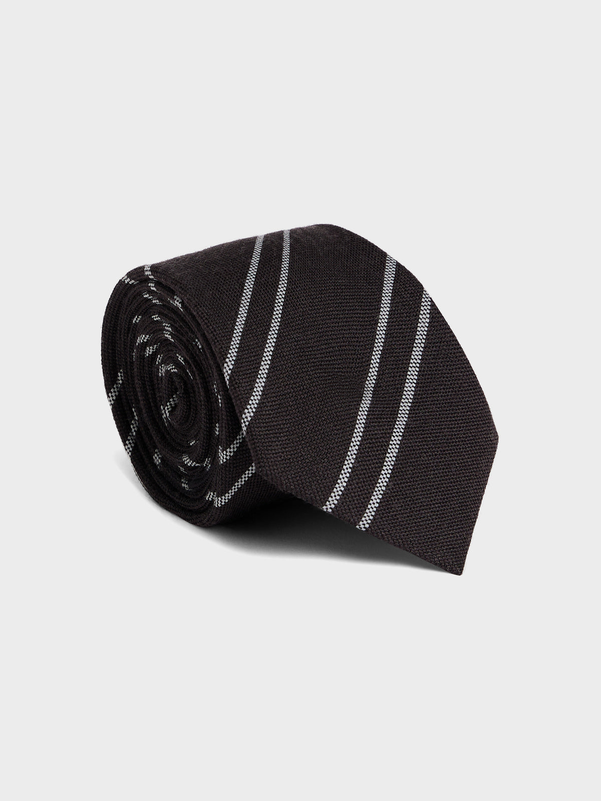 Cravate Large En Soie Marron Rayures