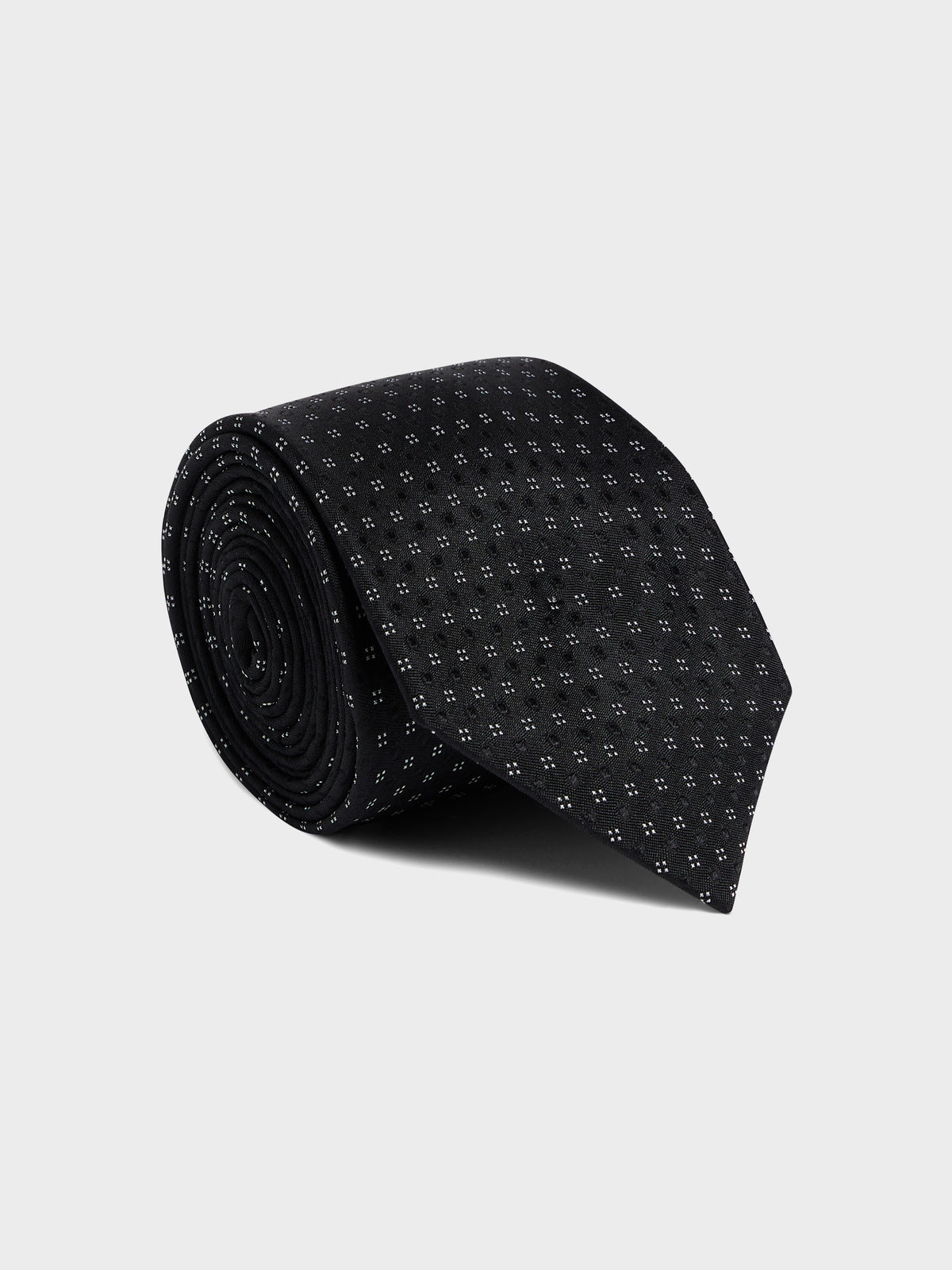 Cravate Large En Soie Noire Motif