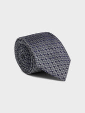 Cravate Large En Soie Bleue Motif