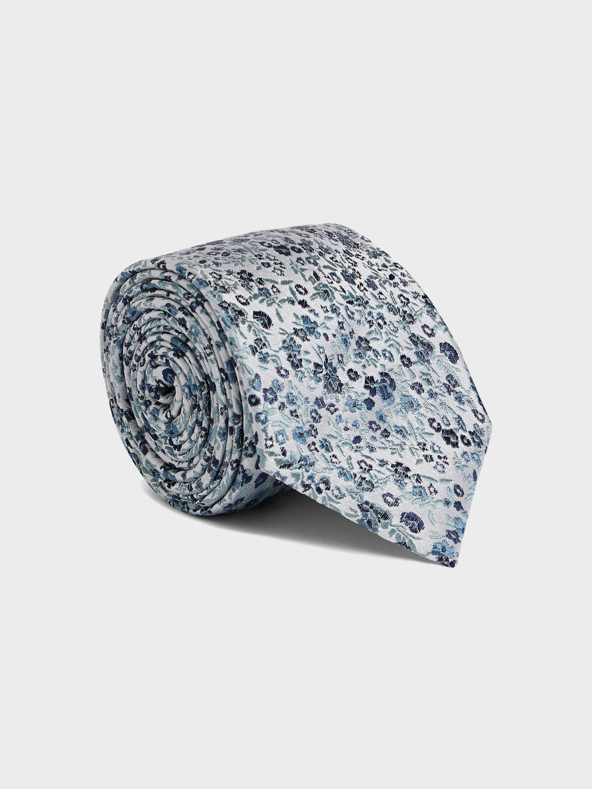 Cravate Large En Soie Motif Fleuri Vert D Eau