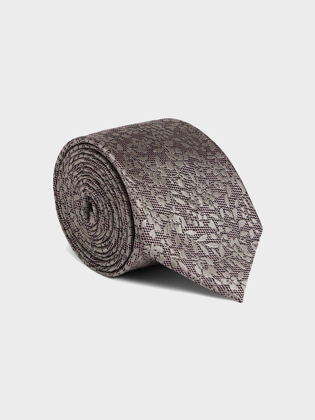 Cravate Large En Soie Violette Motif Fleuri