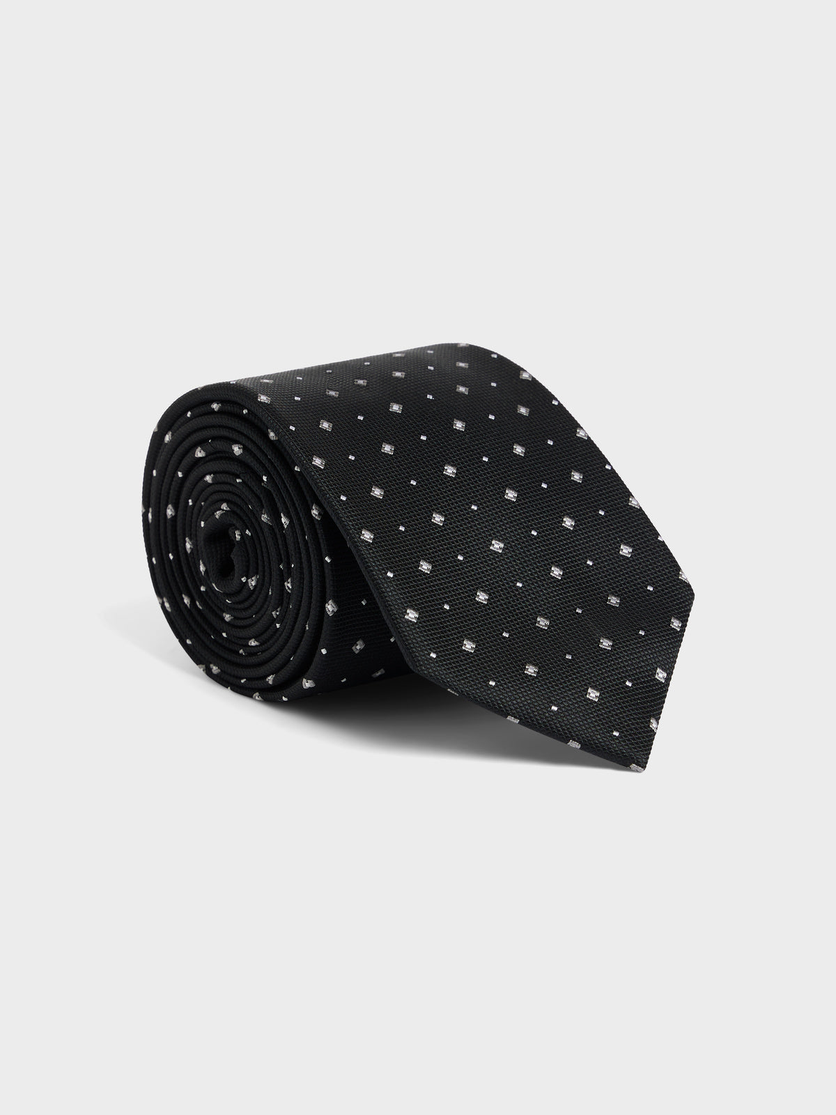 Cravate Large En Soie Noire Pois Blancs
