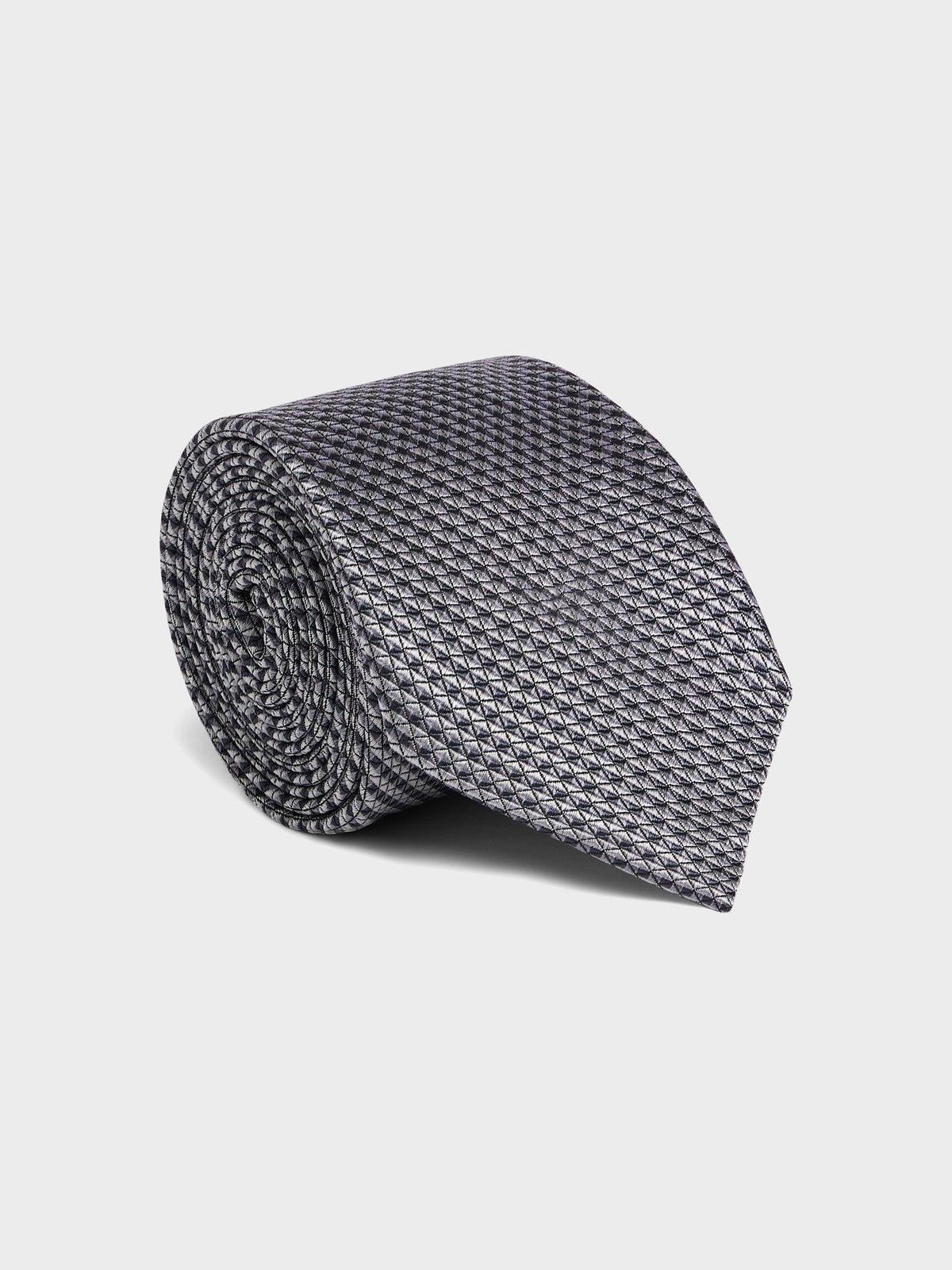 Cravate Large En Soie Anthracite Motif