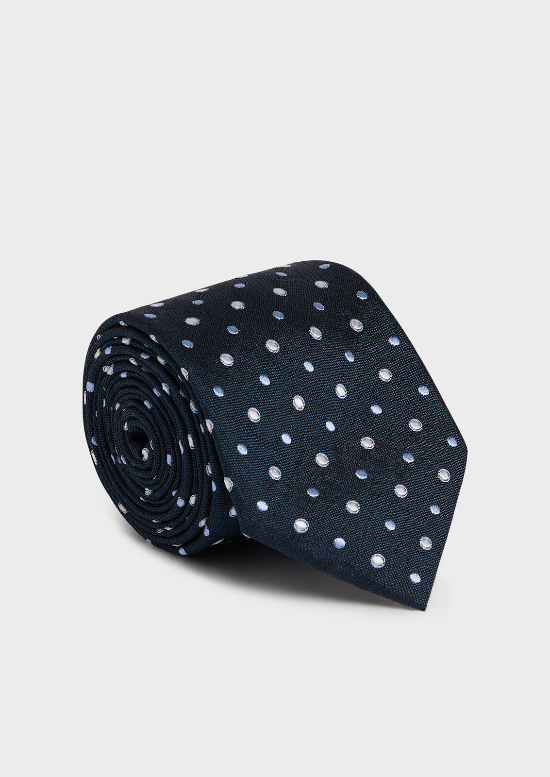 Cravate Large En Soie Bleue Pois
