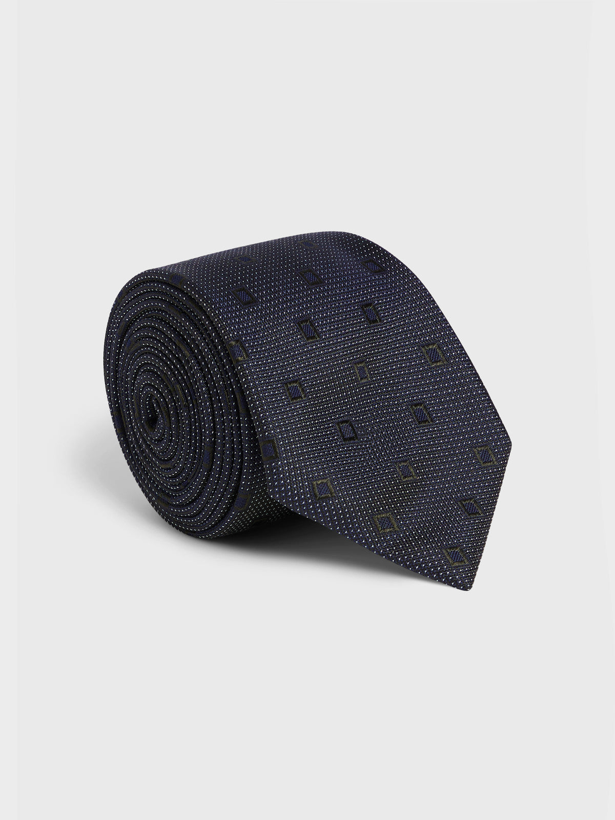 Cravate Large En Soie Bleu Marine Et Vert Motif
