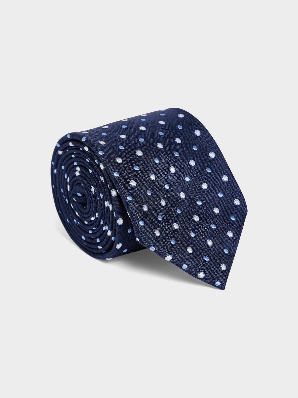Cravate Large En Soie Bleu Indigo Pois