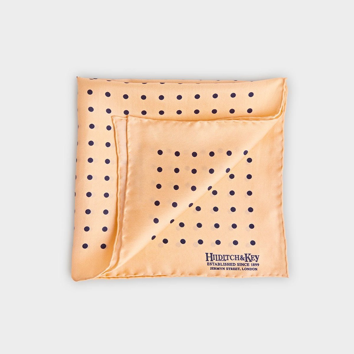 Navy Medium Spot Silk Pocket Square