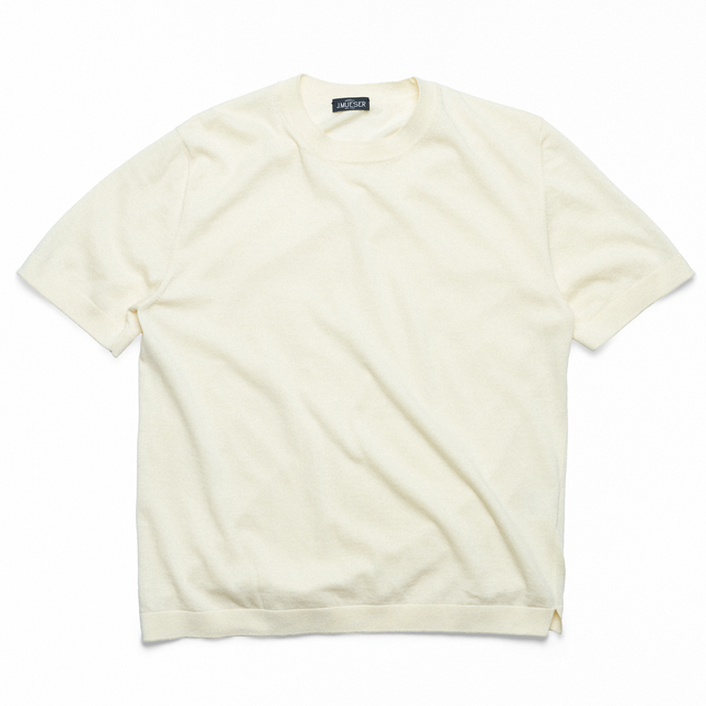 Cream Cotton Knit T-Shirt