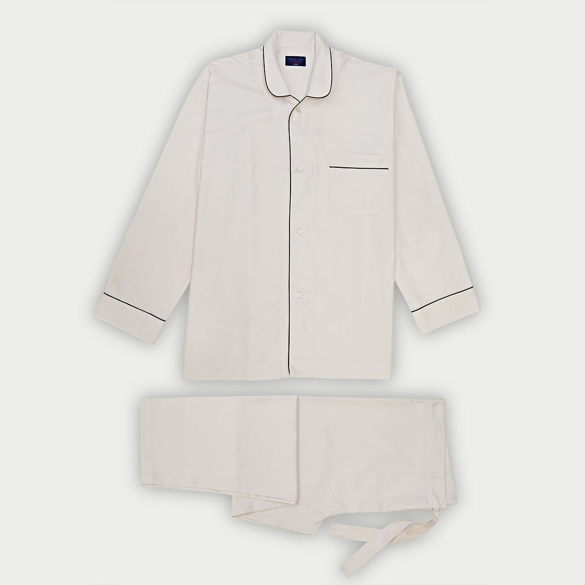 Twill Cotton Pyjamas With Navy Piping