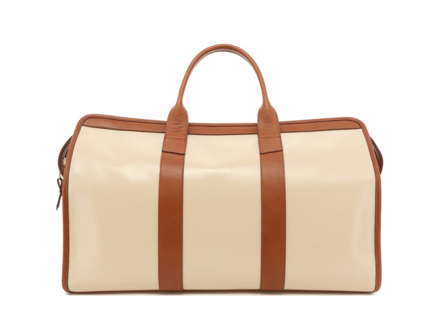 Signature Travel Duffle - Cream Calf Skin / Cognac Trim