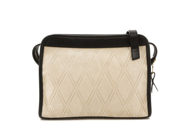 Blazer Bag - Cream/Black Trim - Diamond Embossed Leather
