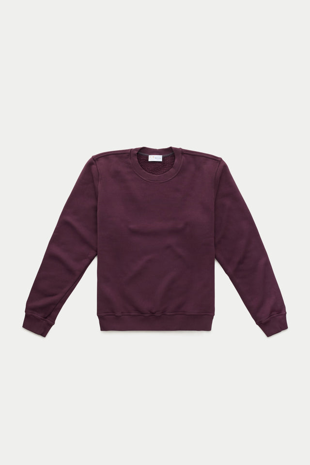 Cotton Fitted Crewneck Sweatshirt Mulberry Wine