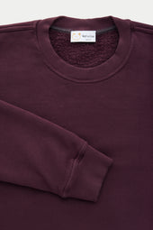 Cotton Fitted Crewneck Sweatshirt Mulberry Wine