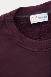 Cotton Fitted Crewneck Sweatshirt Mulberry Wine