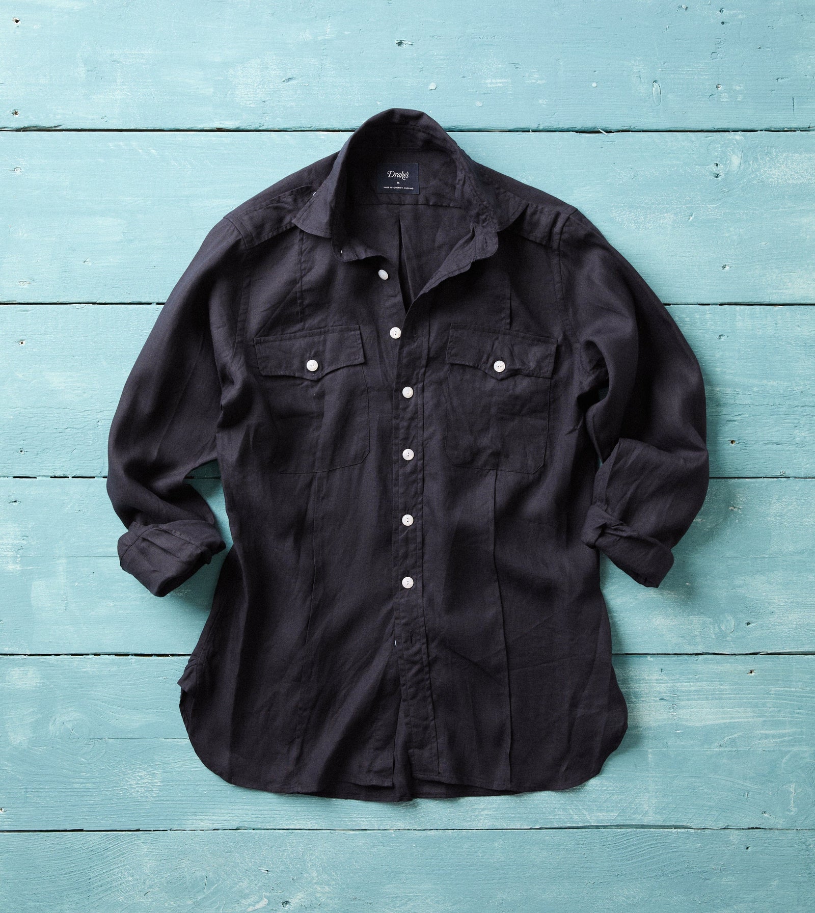 Linen Pintuck Military Shirt