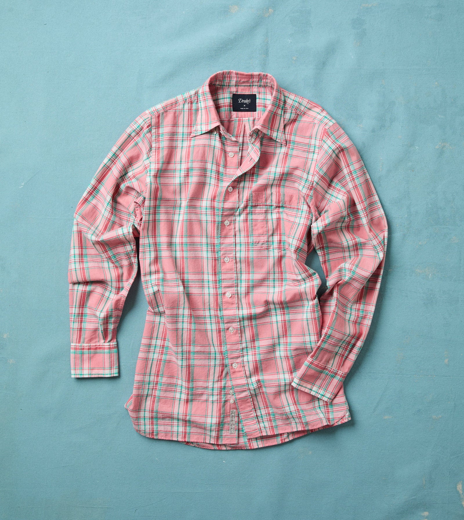 Pink And Green Madras Check Cotton Button Down Shirt