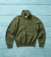Green Cotton Quarter Zip Collared Sweatshirt
