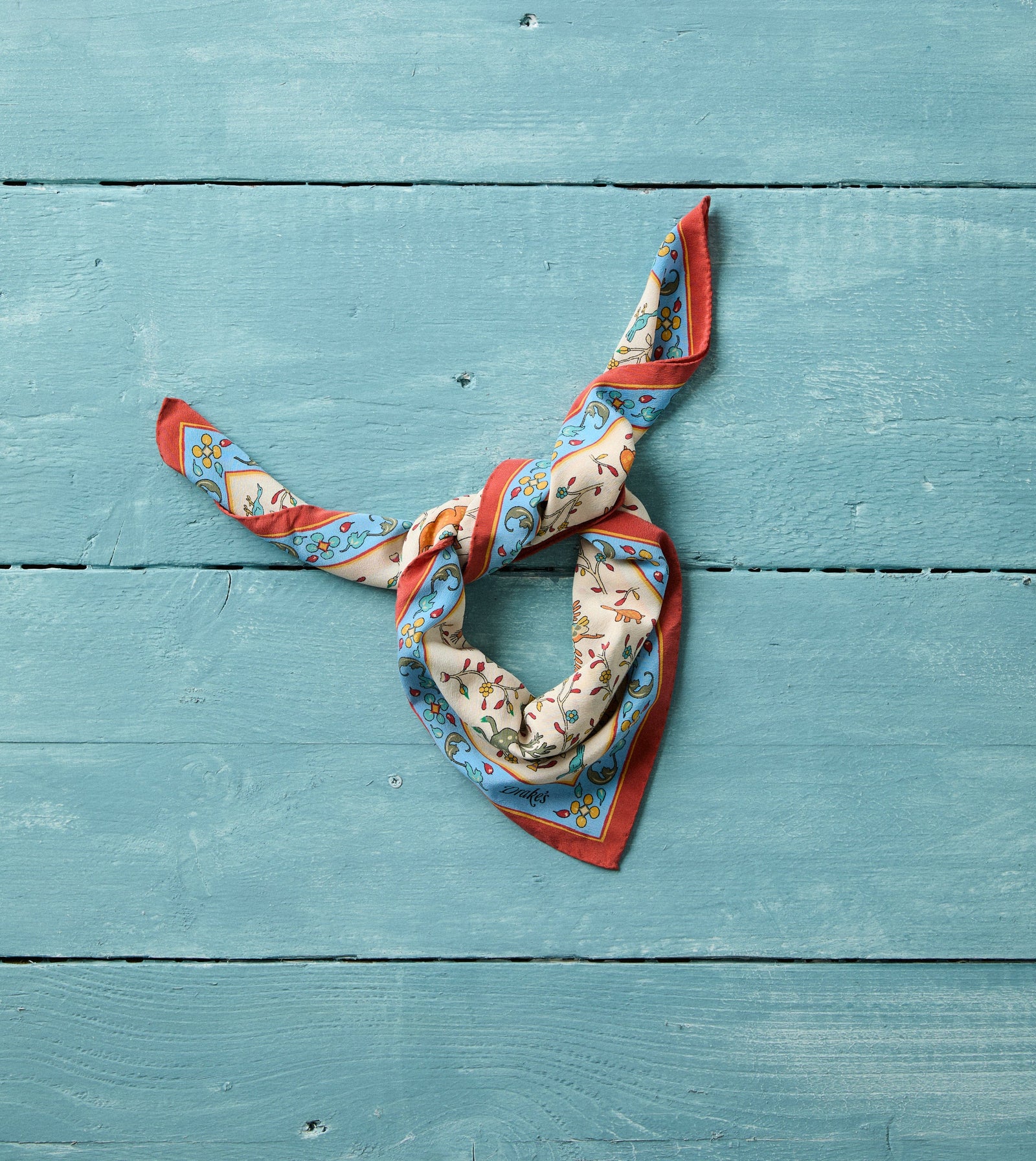 Animals And Flowers Print Silk Bandana