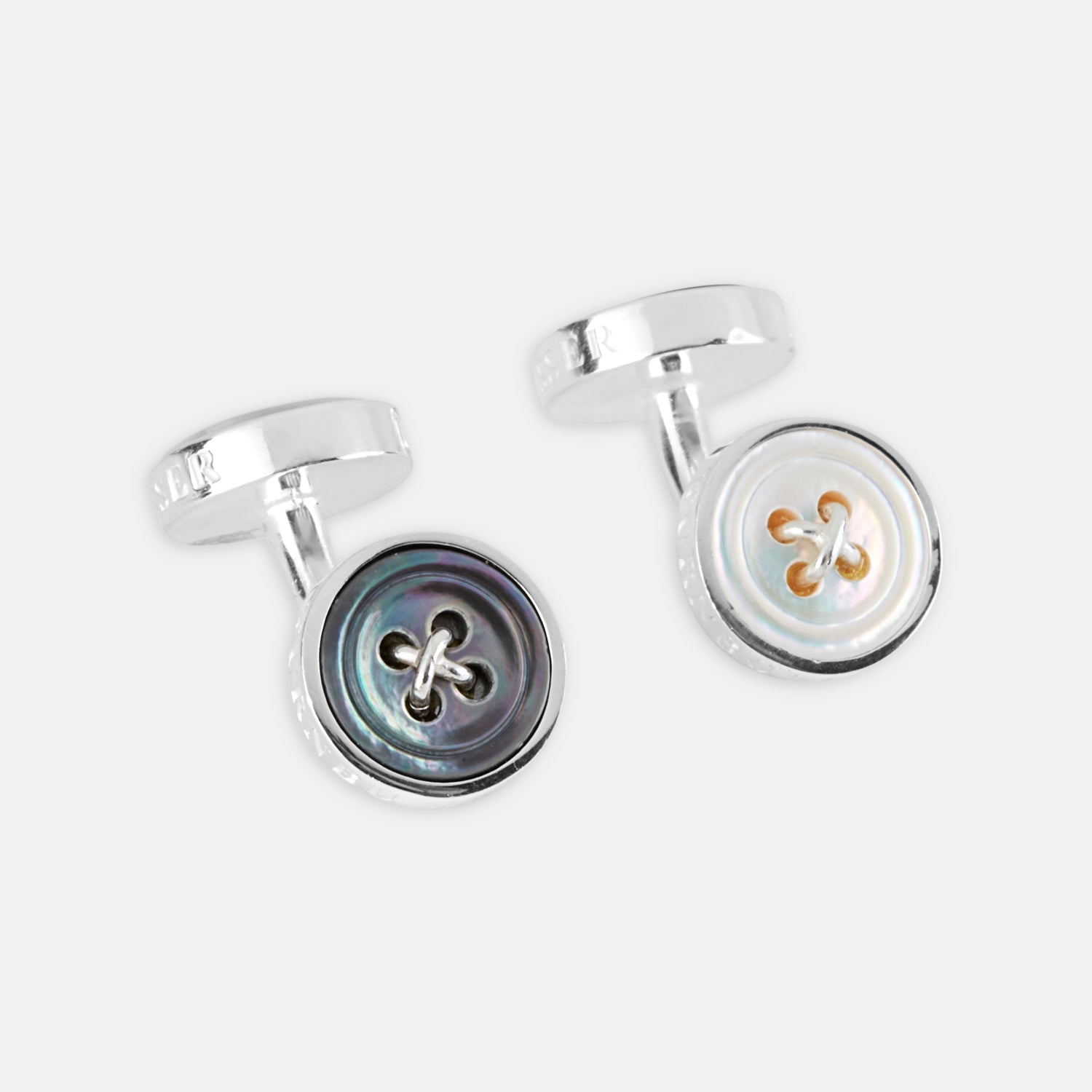 Reversible Sterling Mother Of Pearl Button Cufflinks