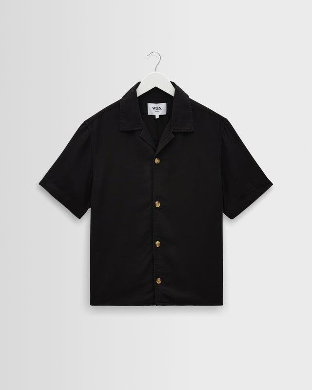 Curzon - Black Lyocell Twill Short-Sleeve Shirt