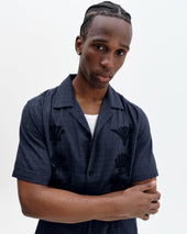 Curzon Grid Applique Short Sleeve Shirt