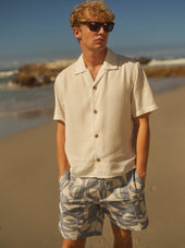 Curzon Off White Lyocell Twill Short Sleeve Shirt