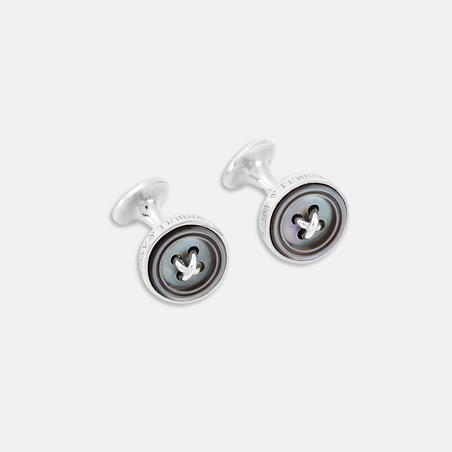 Sterling Silver Mother Of Pearl Button Cufflinks