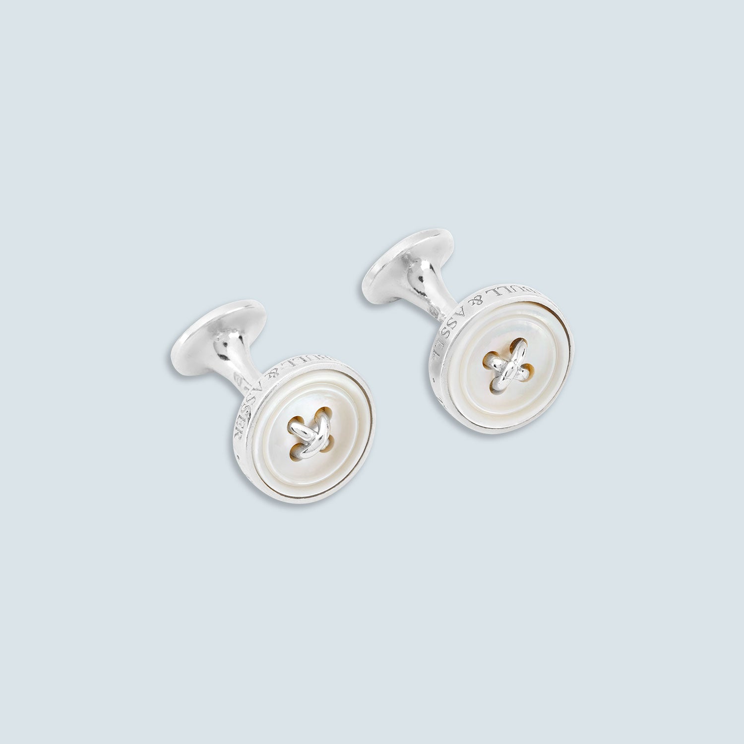 Sterling Silver Mother Of Pearl Button Cufflinks