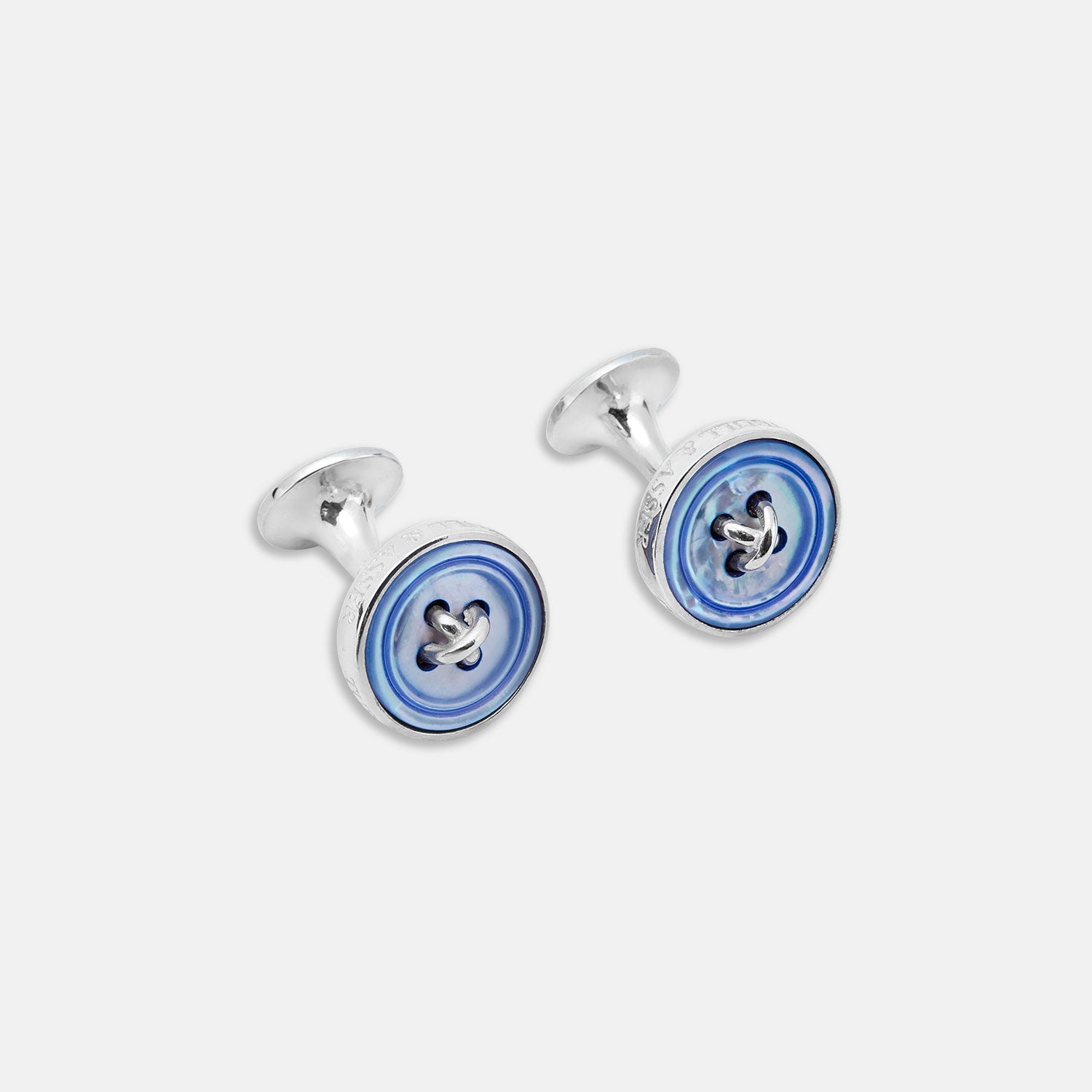 Purple Sterling Silver Mother Of Pearl Button Cufflinks